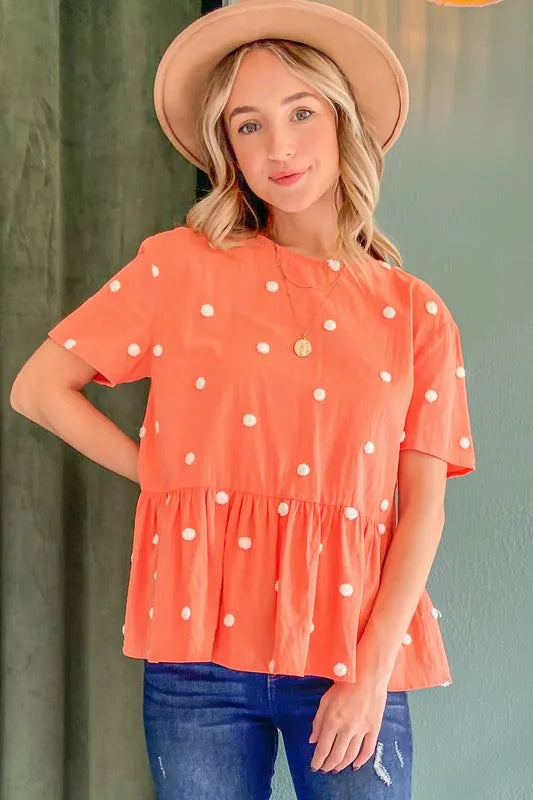 And The Why Pom Pom Polka Dots Short Sleeve Top - Sydney So Sweet