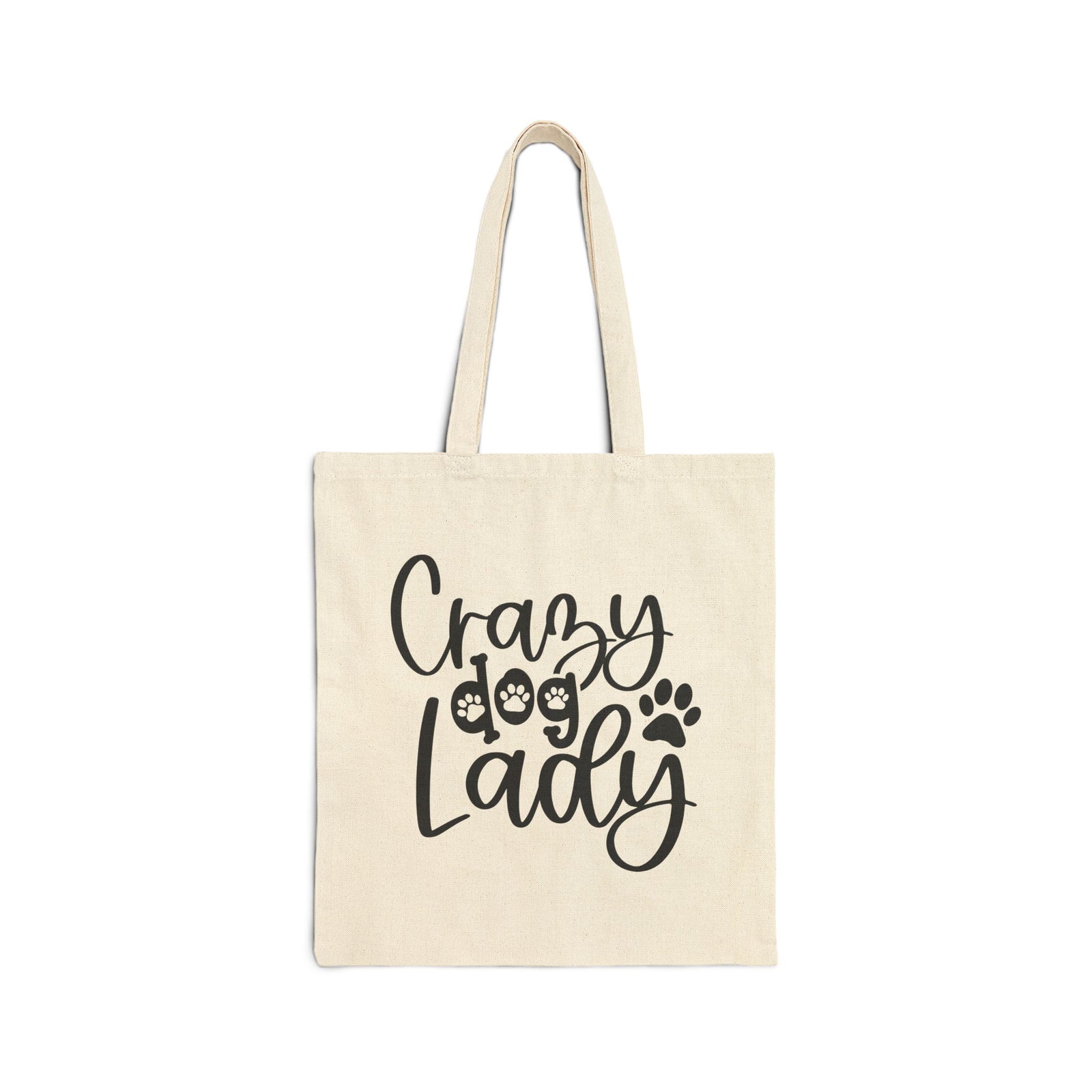 Crazy Dog Lady Cotton Canvas Tote Bag Reusable Grocery & Market Bag