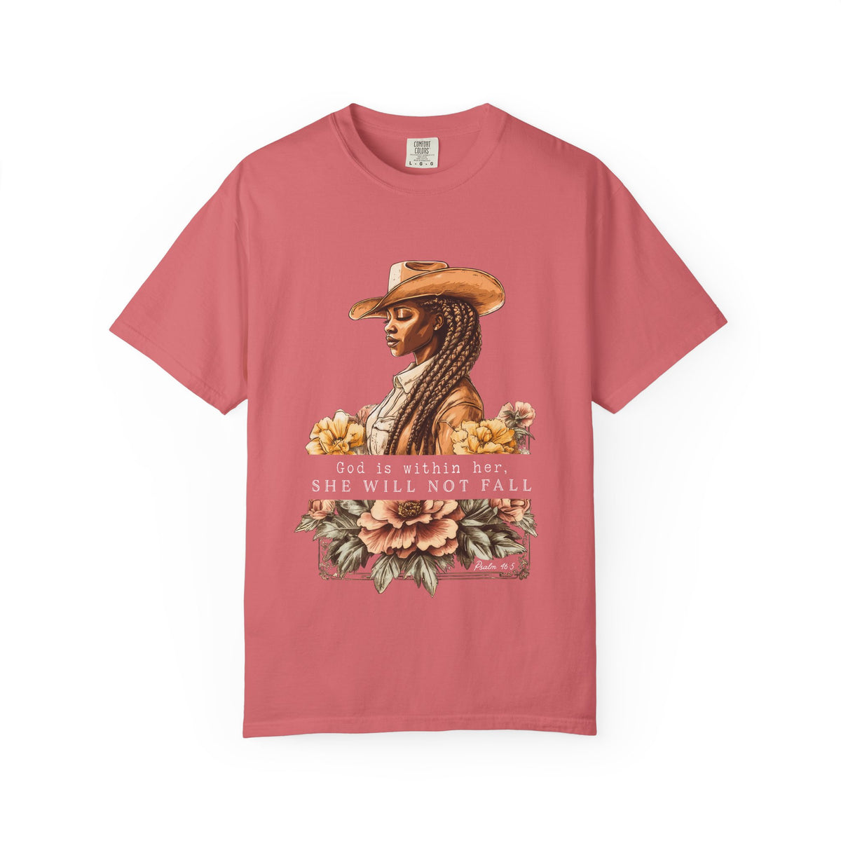 God is With Her She Will Not Fall T-Shirt Floral Cowgirl Empowerment Tee