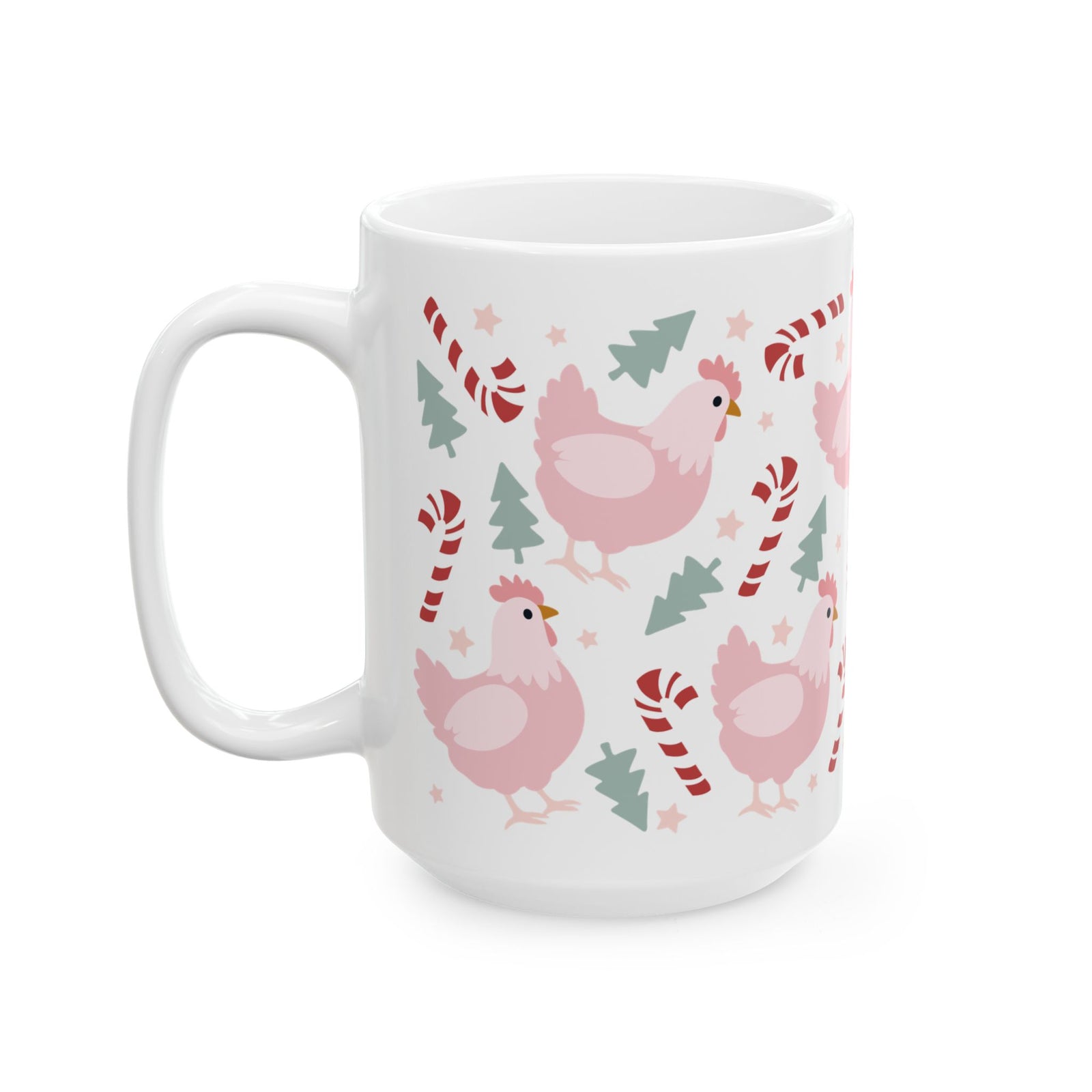 Christmas Chickens Ceramic Mug Coffee Cup (11oz & 15oz)