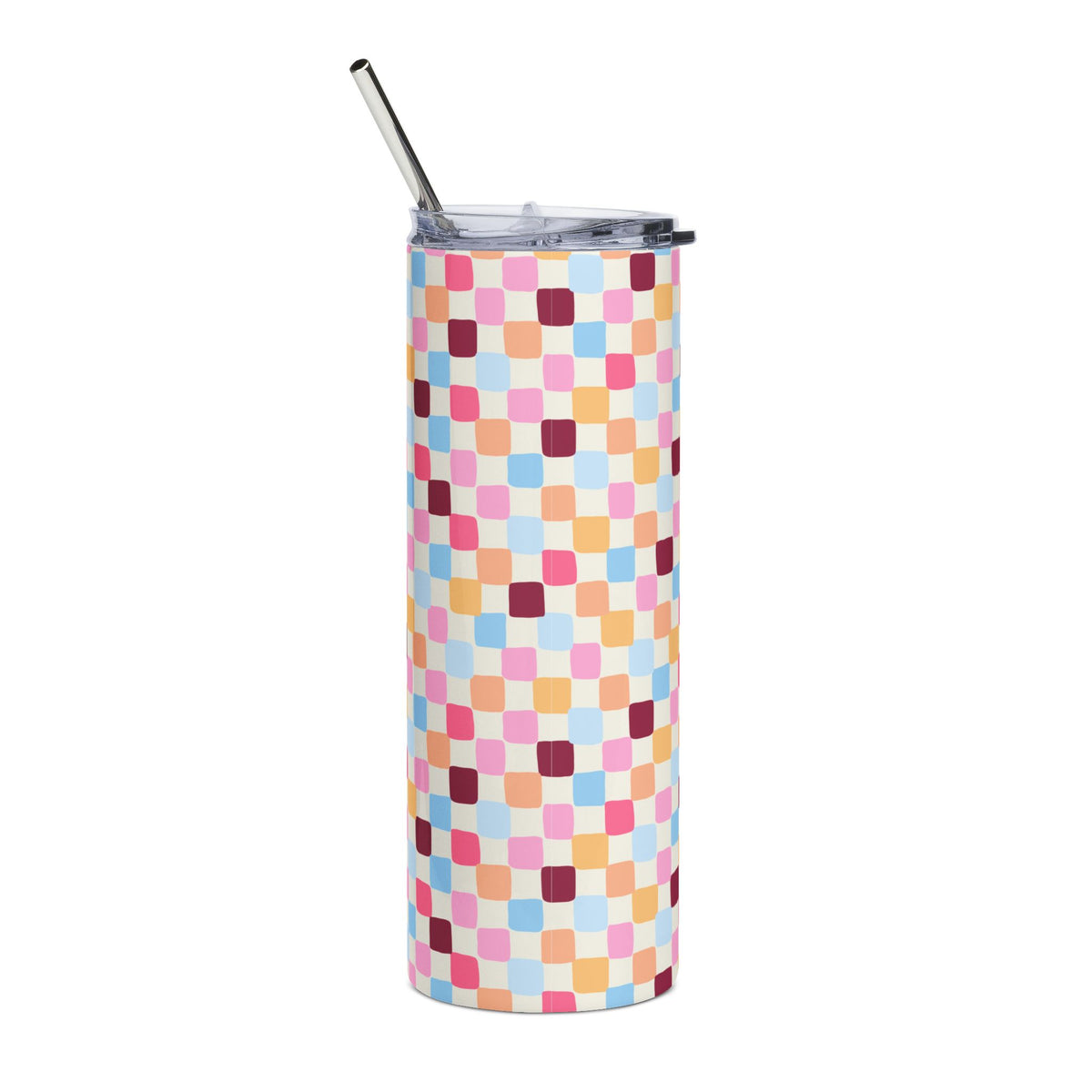Organic Checkered 20oz Floral Stainless Tumbler Insulated Travel Cup - Sydney So Sweet