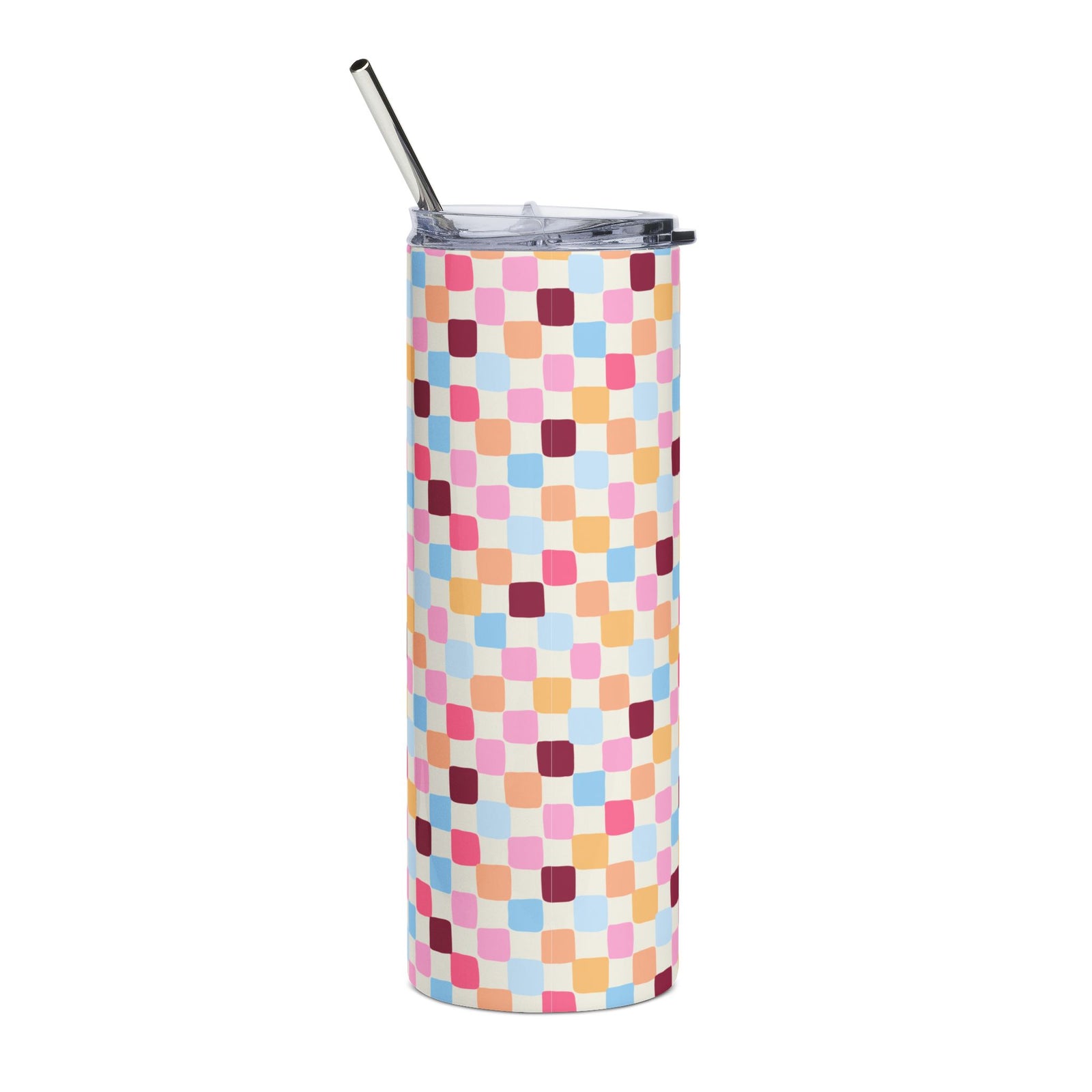 Organic Checkered 20oz Floral Stainless Tumbler Insulated Travel Cup - Sydney So Sweet