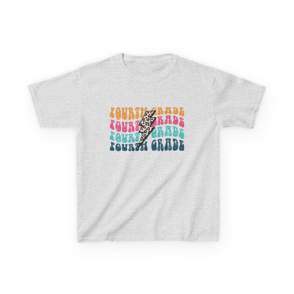 Fourth Grade Leopard Lightning Graphic Tee Back-to-School 4th Grade Kids T-Shirt
