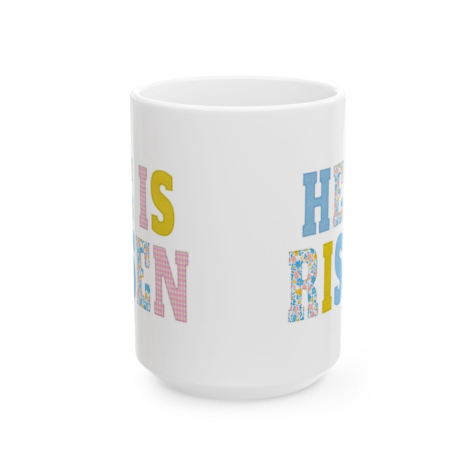 He is Risen Cross Floral Patchwork Ceramic Mug Coffee Cup (11oz & 15oz)