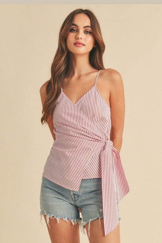 Aemi + Co Side Knotted Surplice Striped Cami - Sydney So Sweet