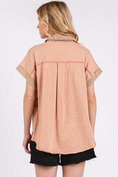 Mittoshop Mineral Washed Half Button Polo Top - Sydney So Sweet