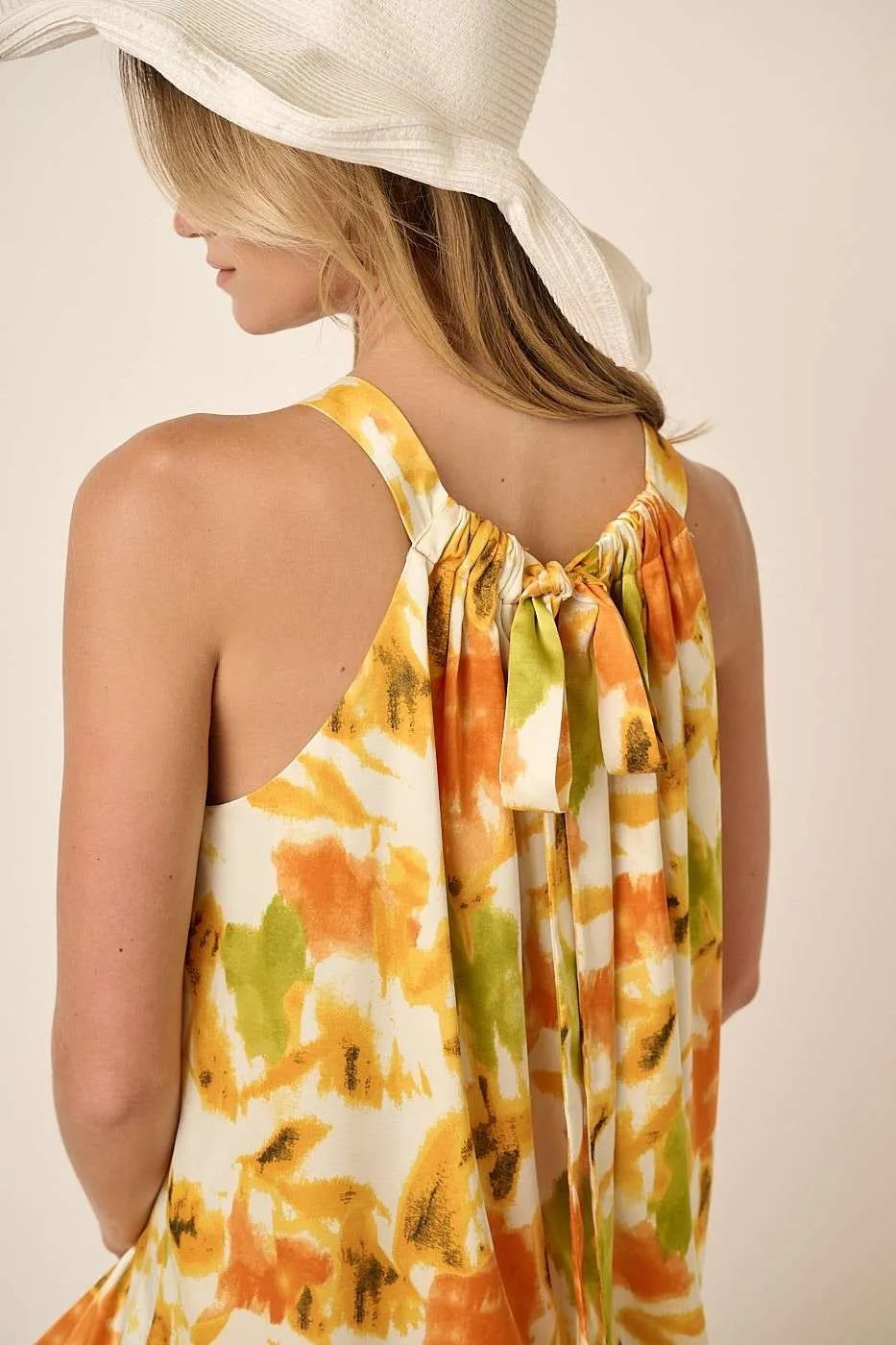 Mittoshop Watercolor Print Halter Neck Satin Maxi Dress - Sydney So Sweet