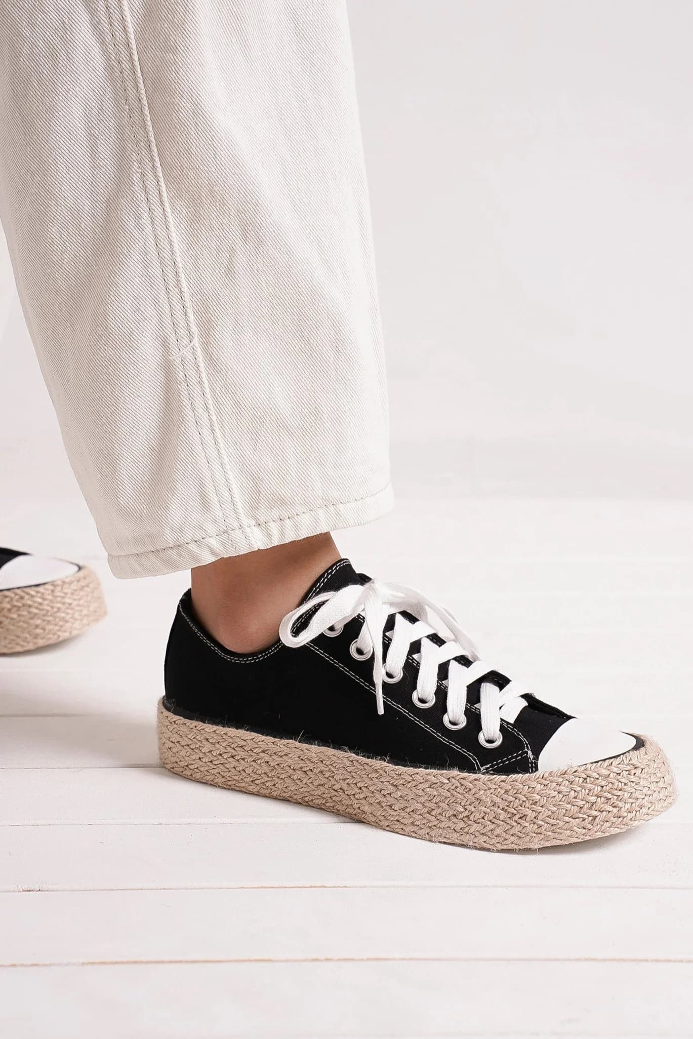 Beast Fashion Lace Up Woven Espadrille Sole Sneakers - Sydney So Sweet