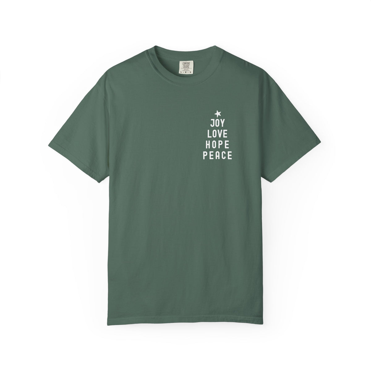 Joy Love Hope Peace Festive Christmas Tree Holiday T-Shirt Unisex Garment-Dyed Tee - Sydney So Sweet