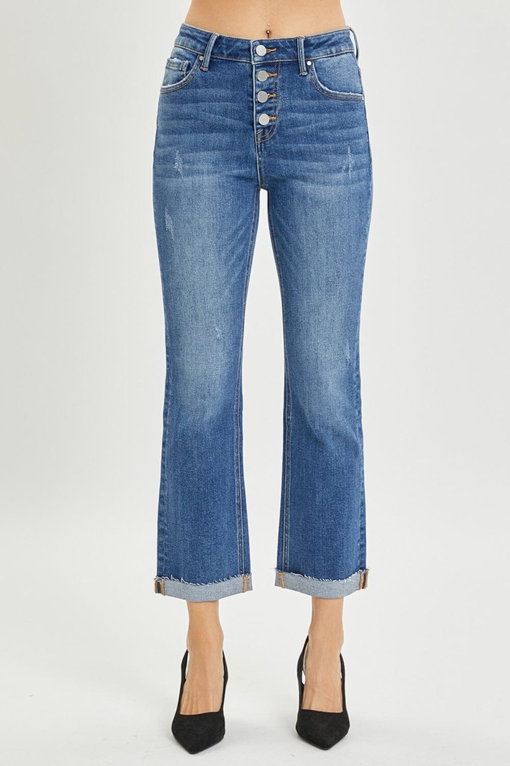 RISEN Full Size Button Fly Cropped Bootcut Jeans - Sydney So Sweet