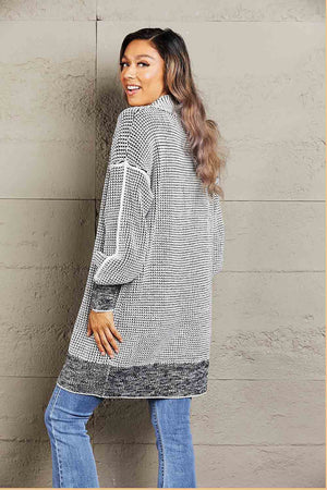 Woven Right Heathered Open Front Longline Cardigan - Sydney So Sweet