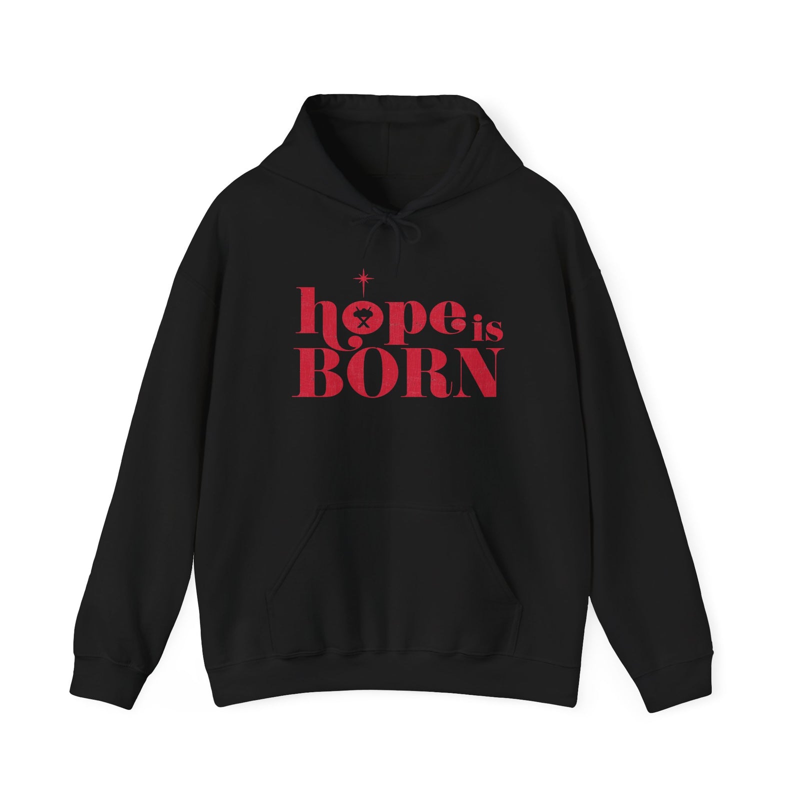 Hope Is Born Christmas Hoodie Christian Distressed Hooded Sweatshirt