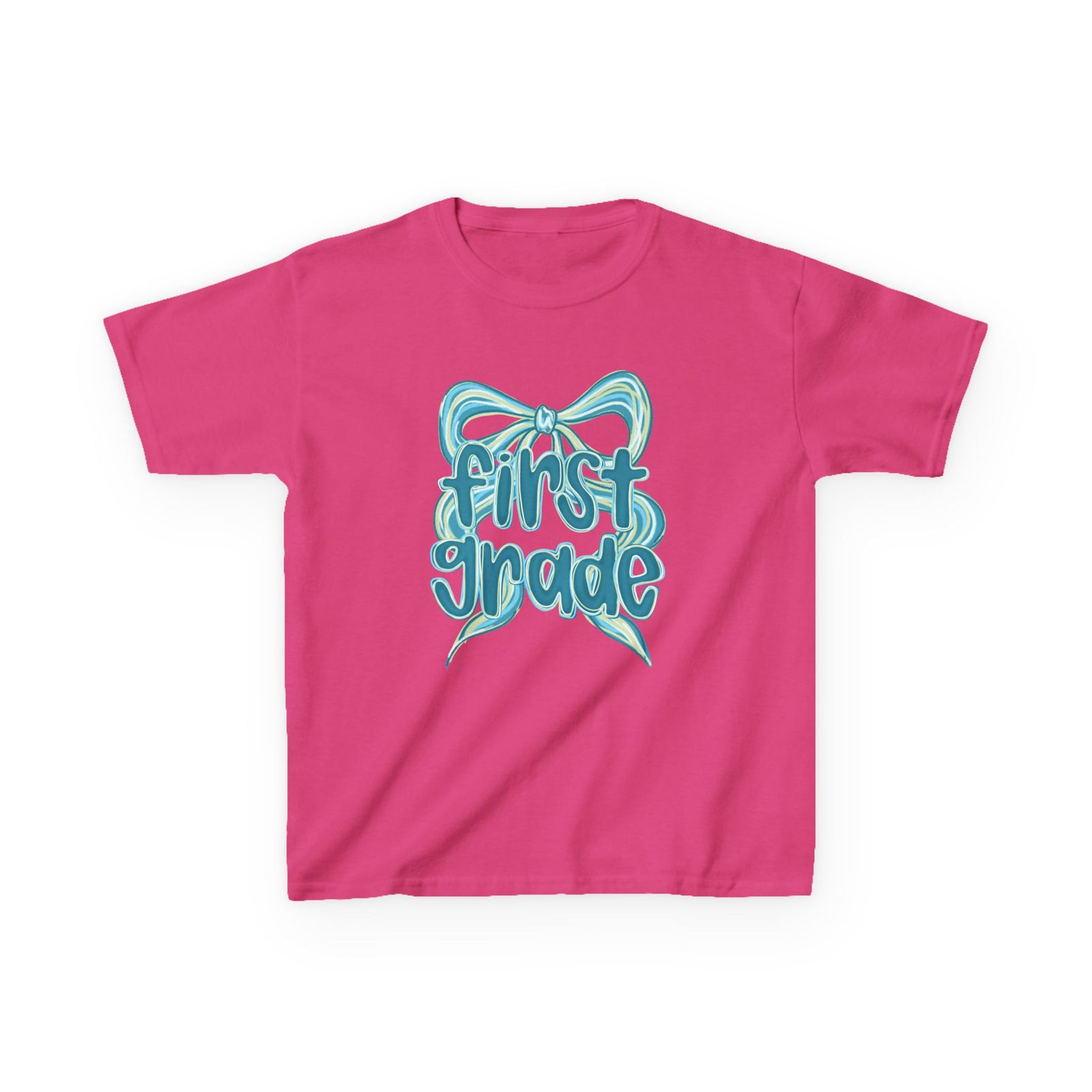 First Grade Kids Tee Cute Blue Coquette Bow Back to School 1st Grade T-Shirt