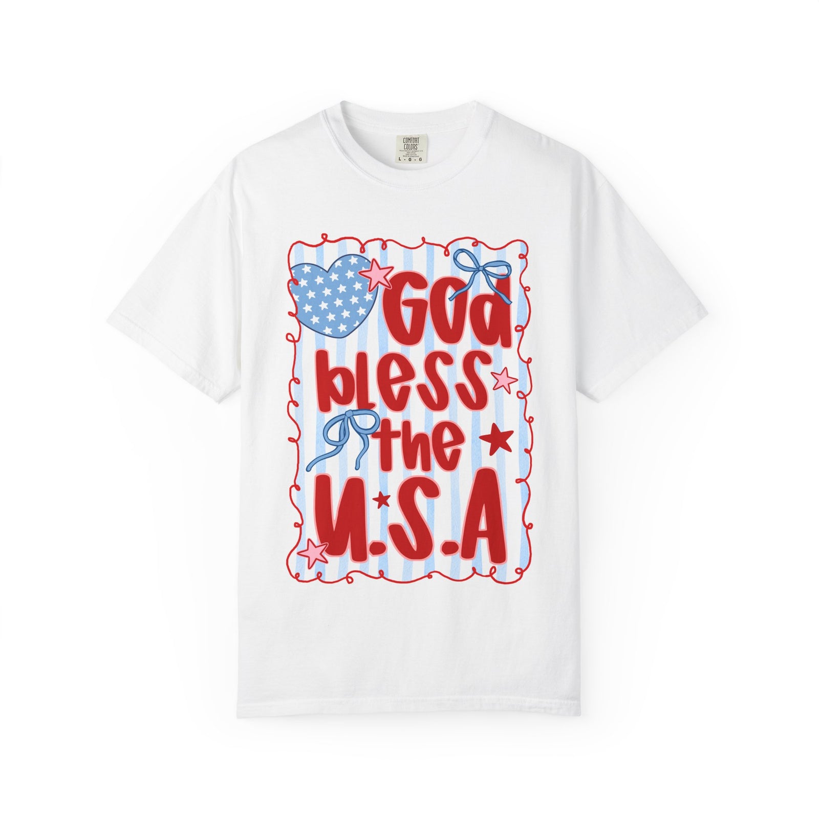 God Bless the U.S.A. Graphic T-Shirt Patriotic 4th of July Tee