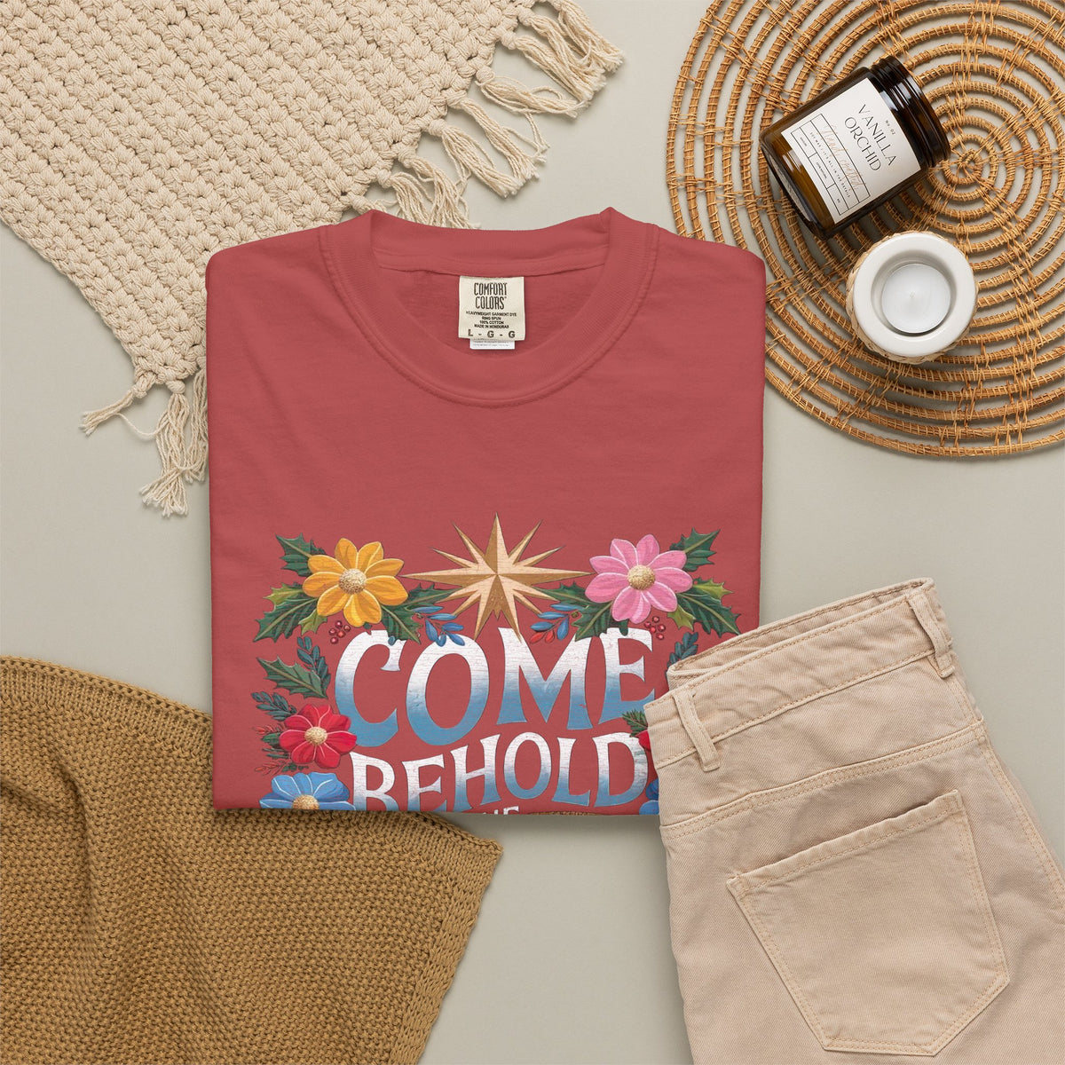 Come & Behold the Newborn King Christmas T-Shirt Christian Graphic Tee