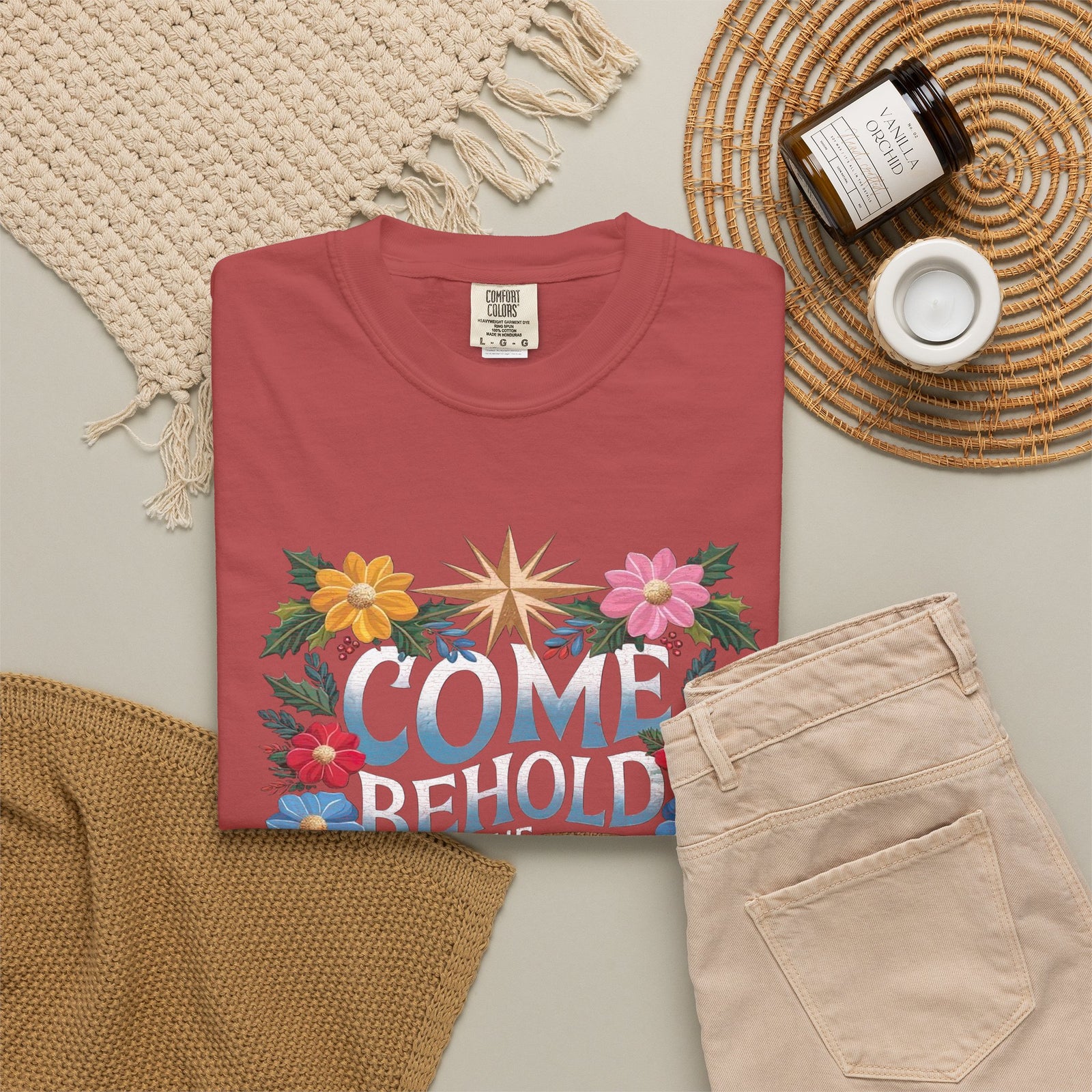 Come & Behold the Newborn King Christmas T-Shirt Christian Graphic Tee