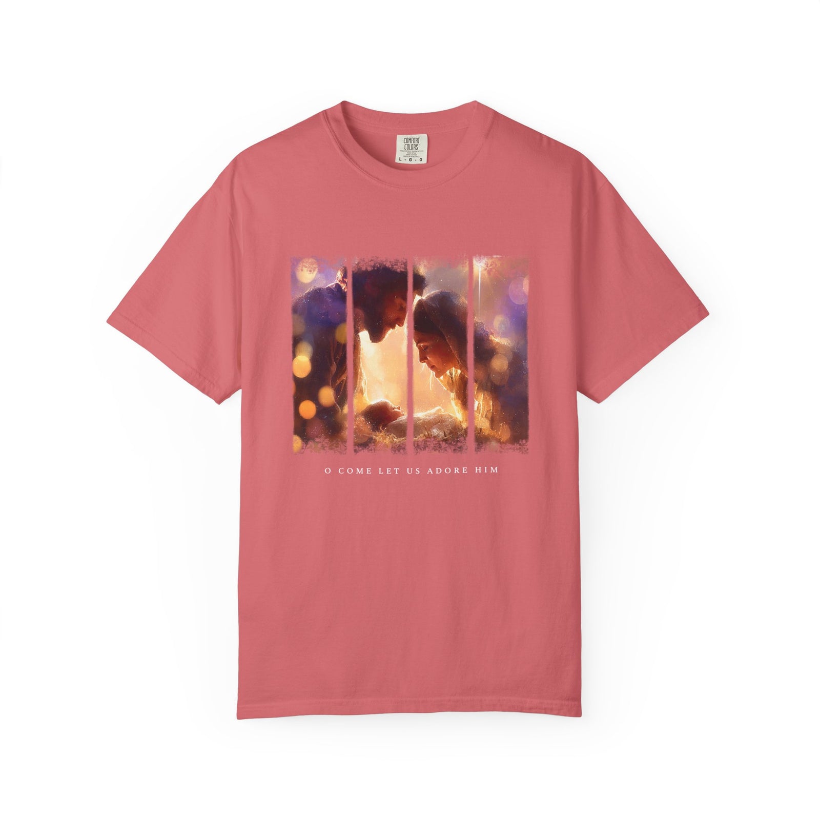 O Come Let Us Adore Him Holy Family Christmas T-Shirt Christian Graphic Tee
