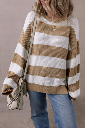 Color Block Round Neck Sweater - Sydney So Sweet