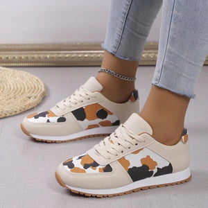 Tied Printed PU Leather Athletic Sneakers - Sydney So Sweet