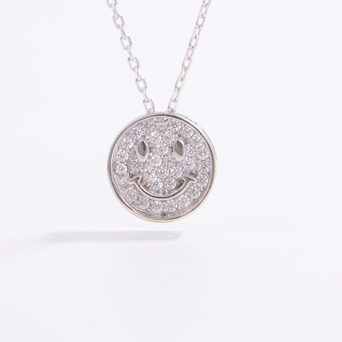 925 Sterling Silver Zircon Smiley Face Necklace - Sydney So Sweet