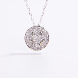 925 Sterling Silver Zircon Smiley Face Necklace - Sydney So Sweet