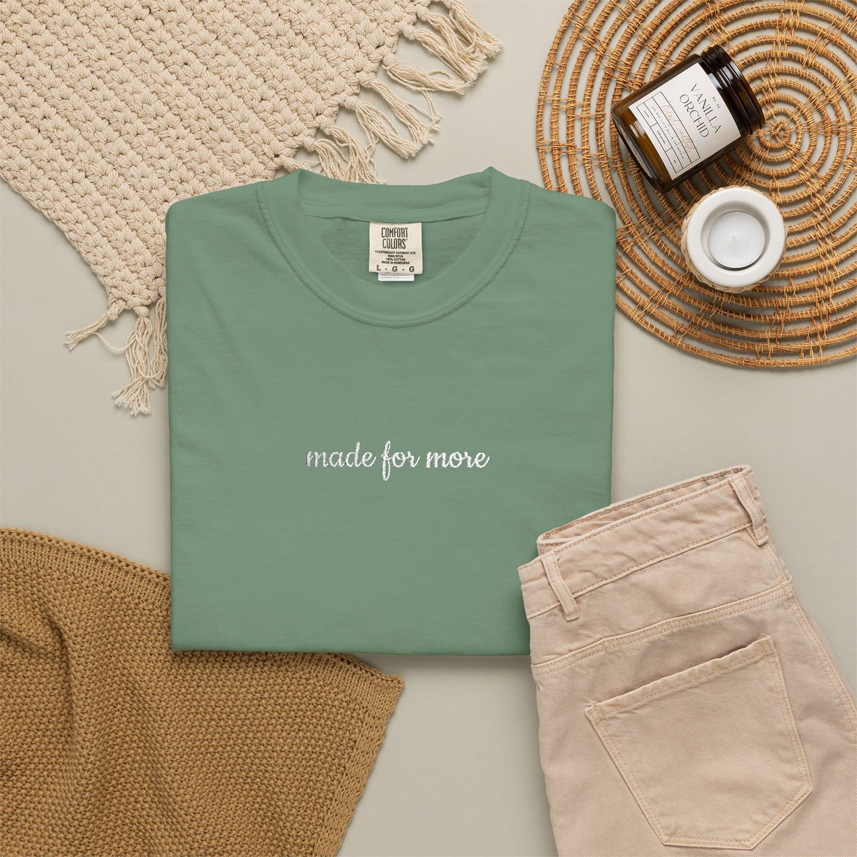Made for More Embroidered Script Tee Christian Inspirational T-Shirt