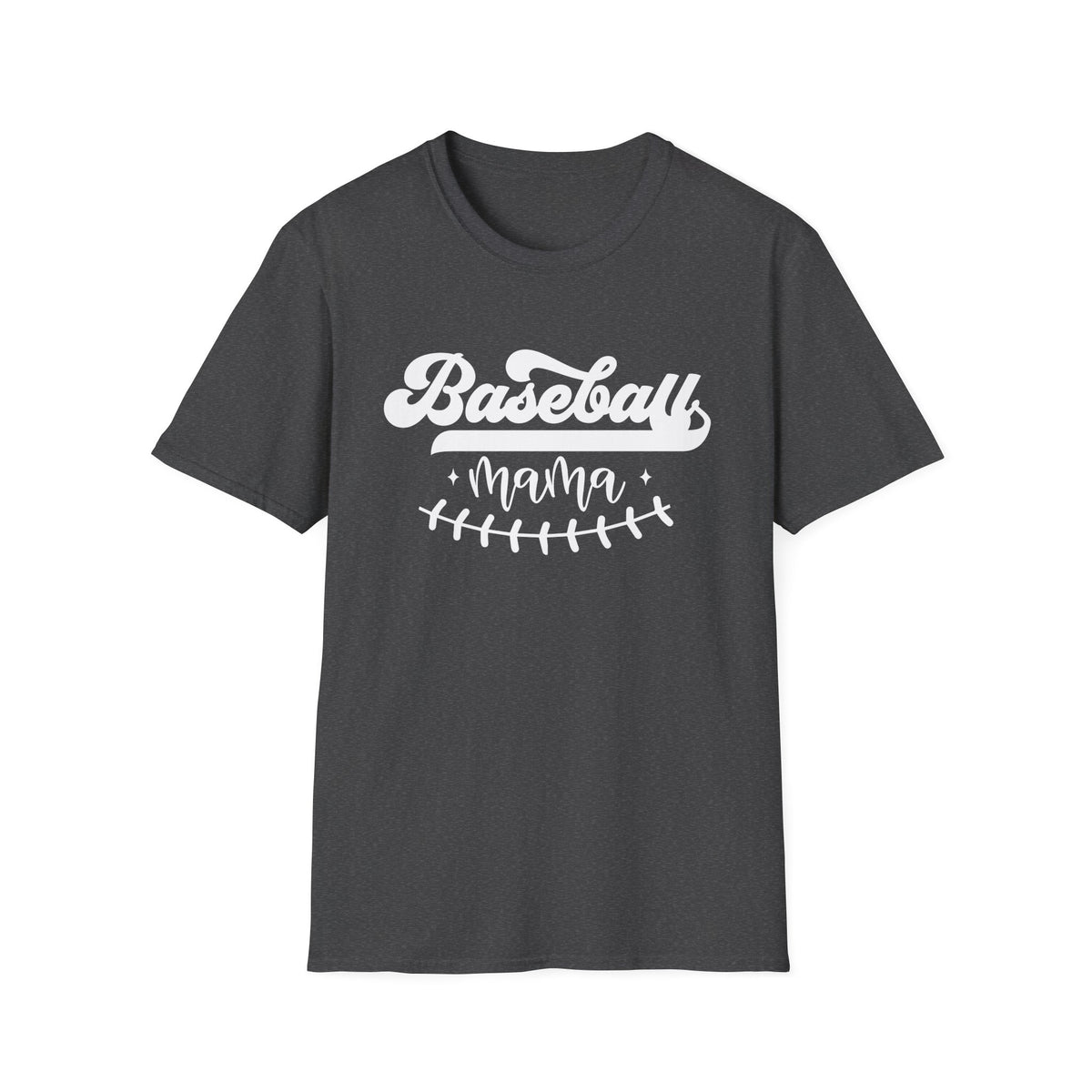Baseball Mama Stitch Graphic T-Shirt Cute Sports Mom Tee (12 Team Colors)