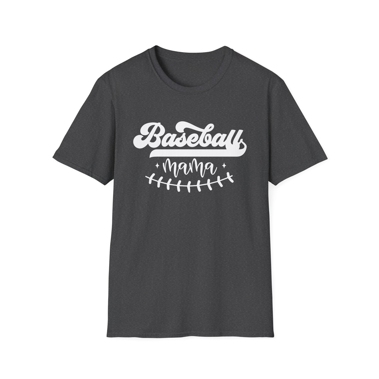Baseball Mama Stitch Graphic T-Shirt Cute Sports Mom Tee (12 Team Colors)