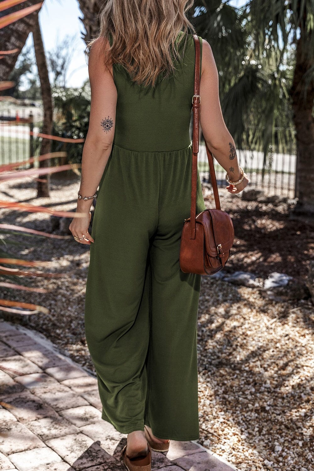 V-Neck Sleeveless Wide Leg Jumpsuit - Sydney So Sweet