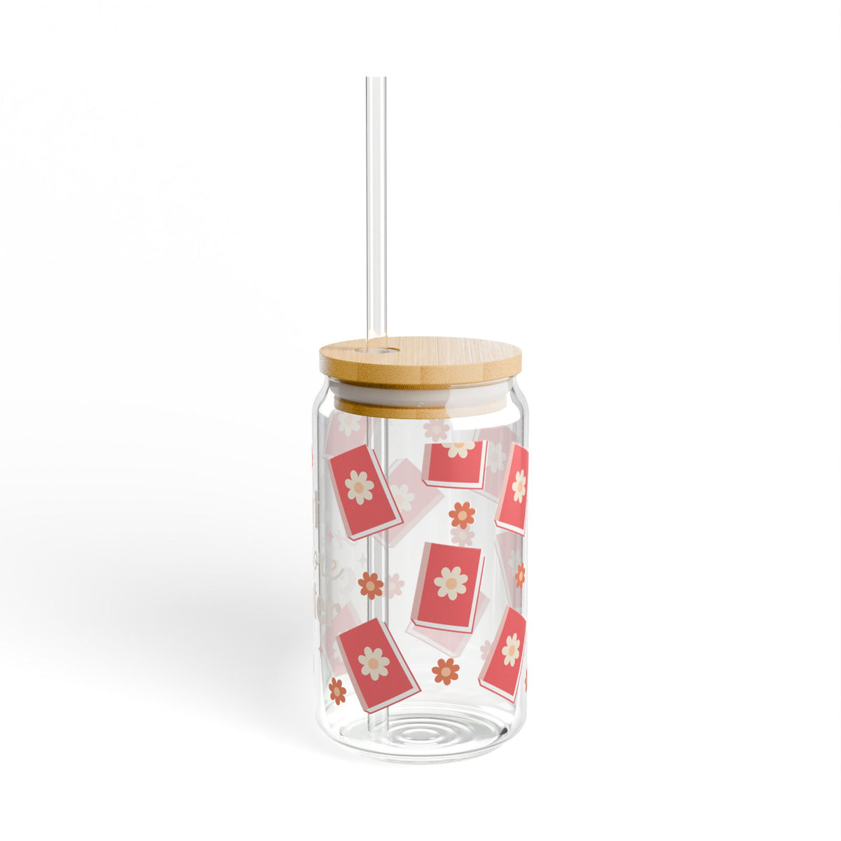 One More Chapter Tumbler Sipper Glass 16oz — Reusable Drink Jar with Lid & Straw