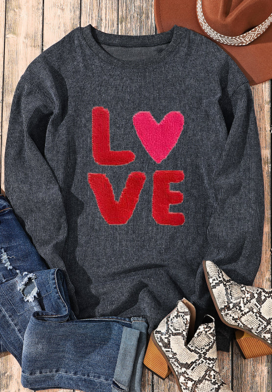 Valentine’s Day LOVE Round Neck Long Sleeve Sweatshirt - Sydney So Sweet