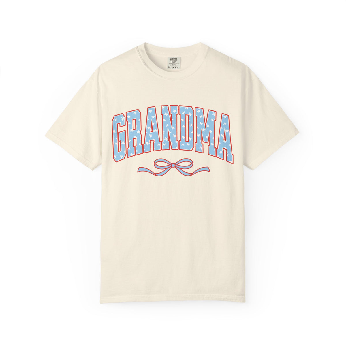 Grandma 4th of July USA Coquette Varsity Blue Bow Patriotic T-shirt Preppy Star Tee