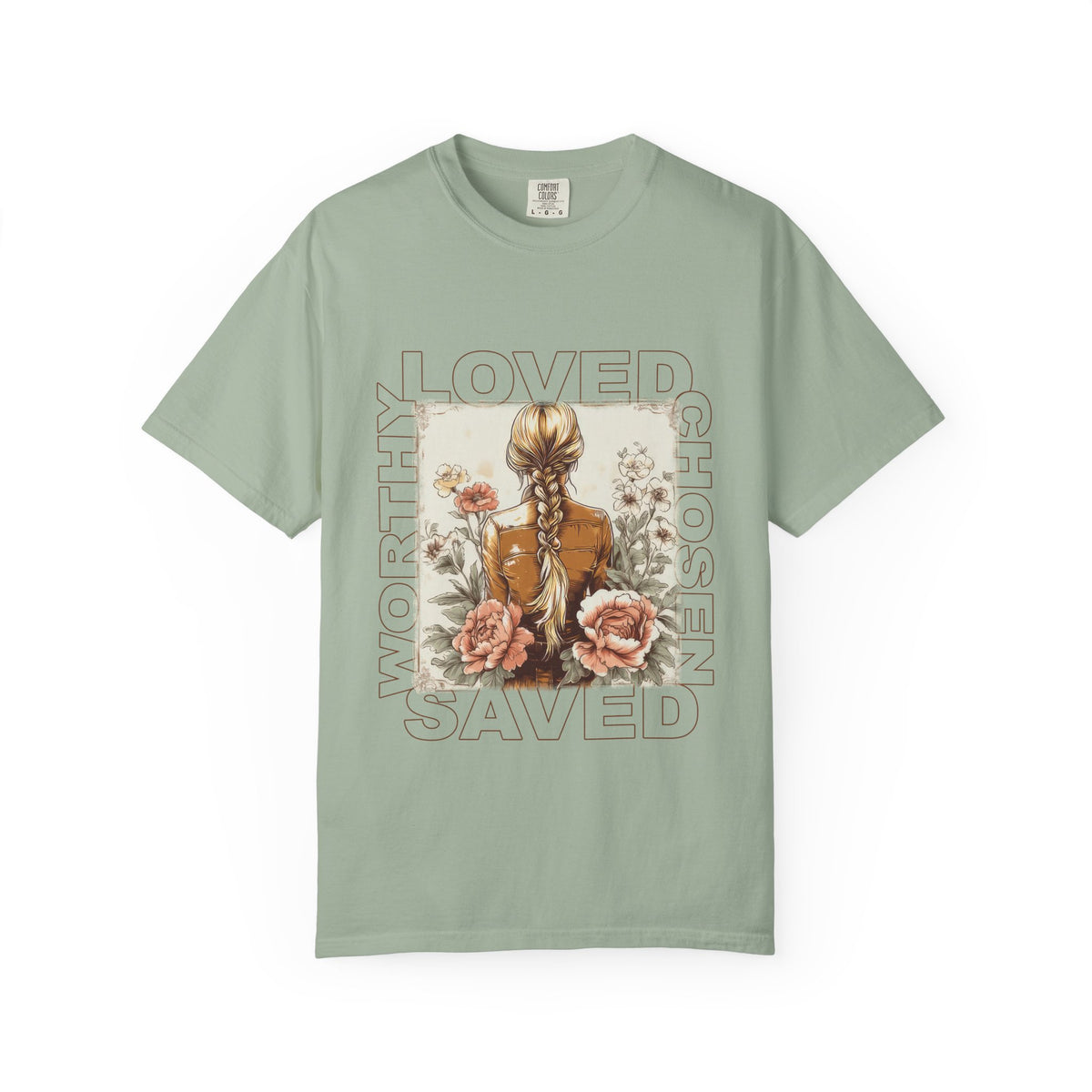 Loved Worthy Chosen Saved T-Shirt Christian Floral Graphic Tee