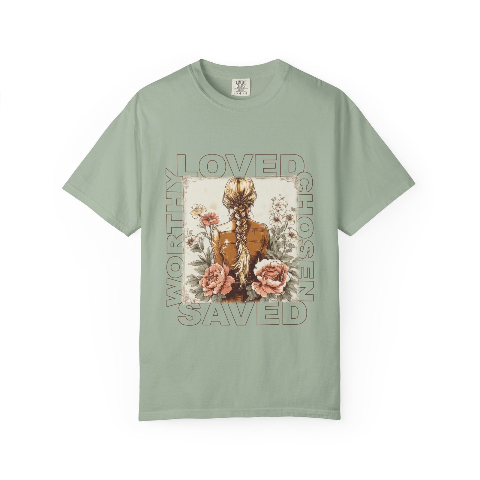 Loved Worthy Chosen Saved T-Shirt Christian Floral Graphic Tee
