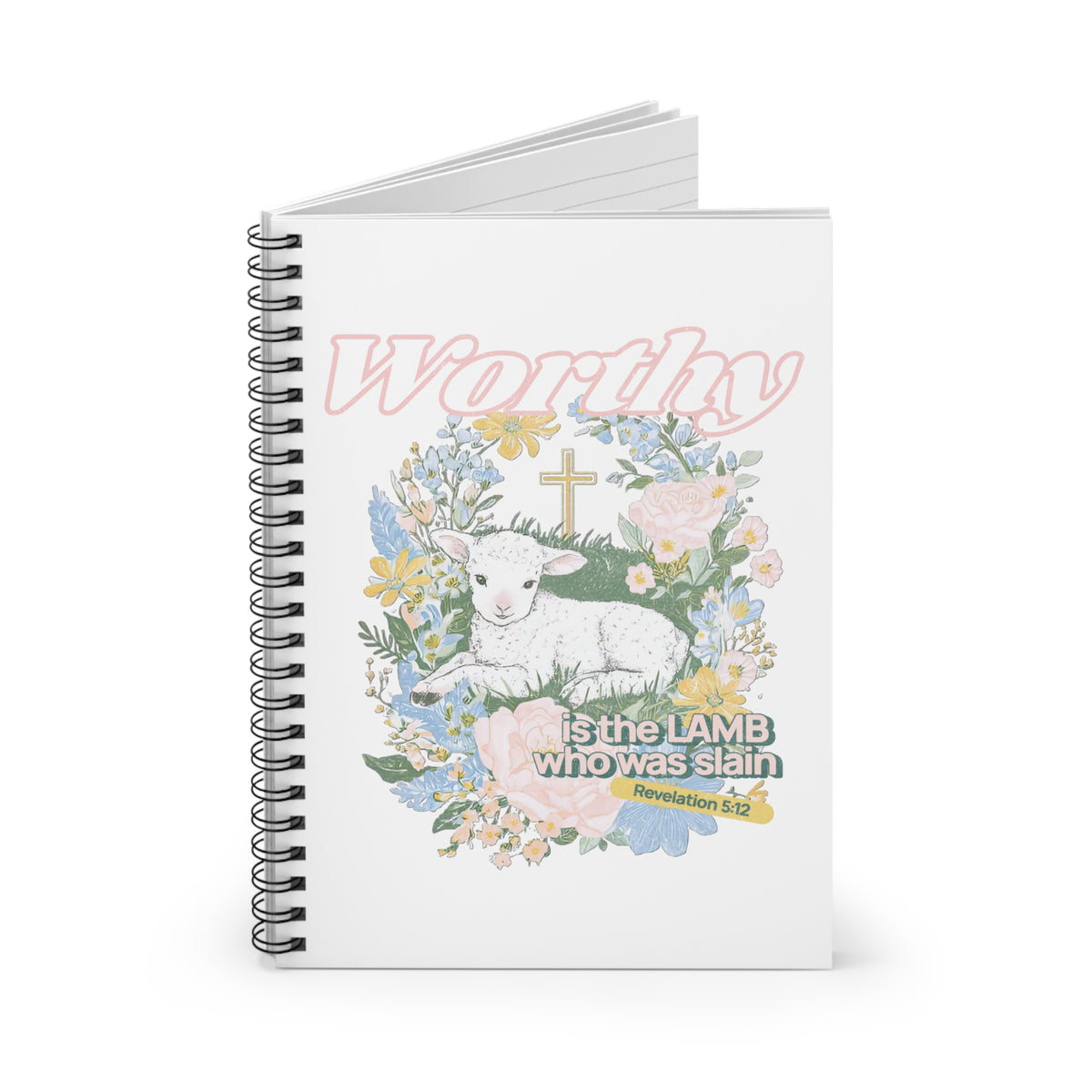 Worthy is the Lamb Notebook Floral Religious Spiral Journal