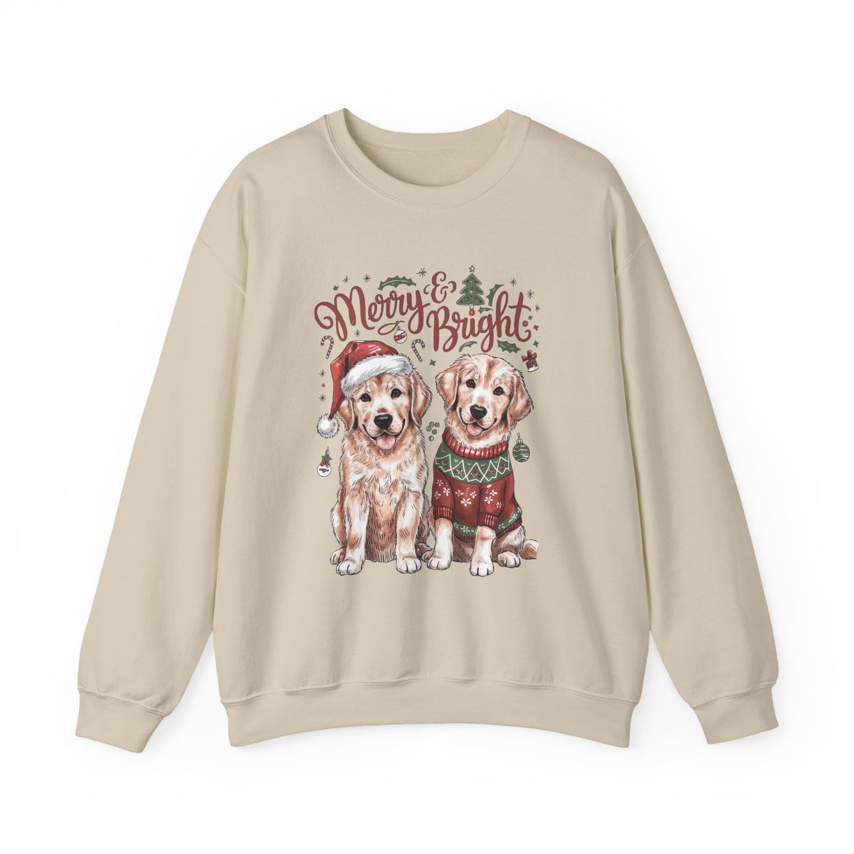 Merry & Bright Christmas Dogs Crewneck Unisex Sweatshirt