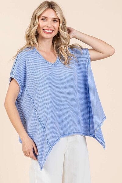 Mittoshop Mineral Wash Waffle Knit Pointed Hem Oversized Top - Sydney So Sweet