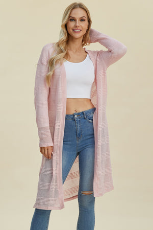 Double Take Full Size Open Front Longline Cardigan - Sydney So Sweet