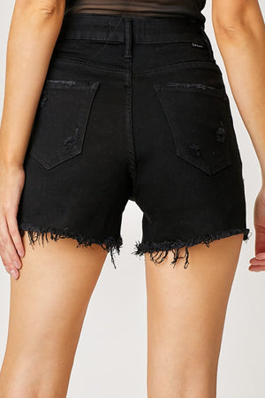 RISEN Frayed Hem Denim Shorts with Fringe Detail Pockets - Sydney So Sweet