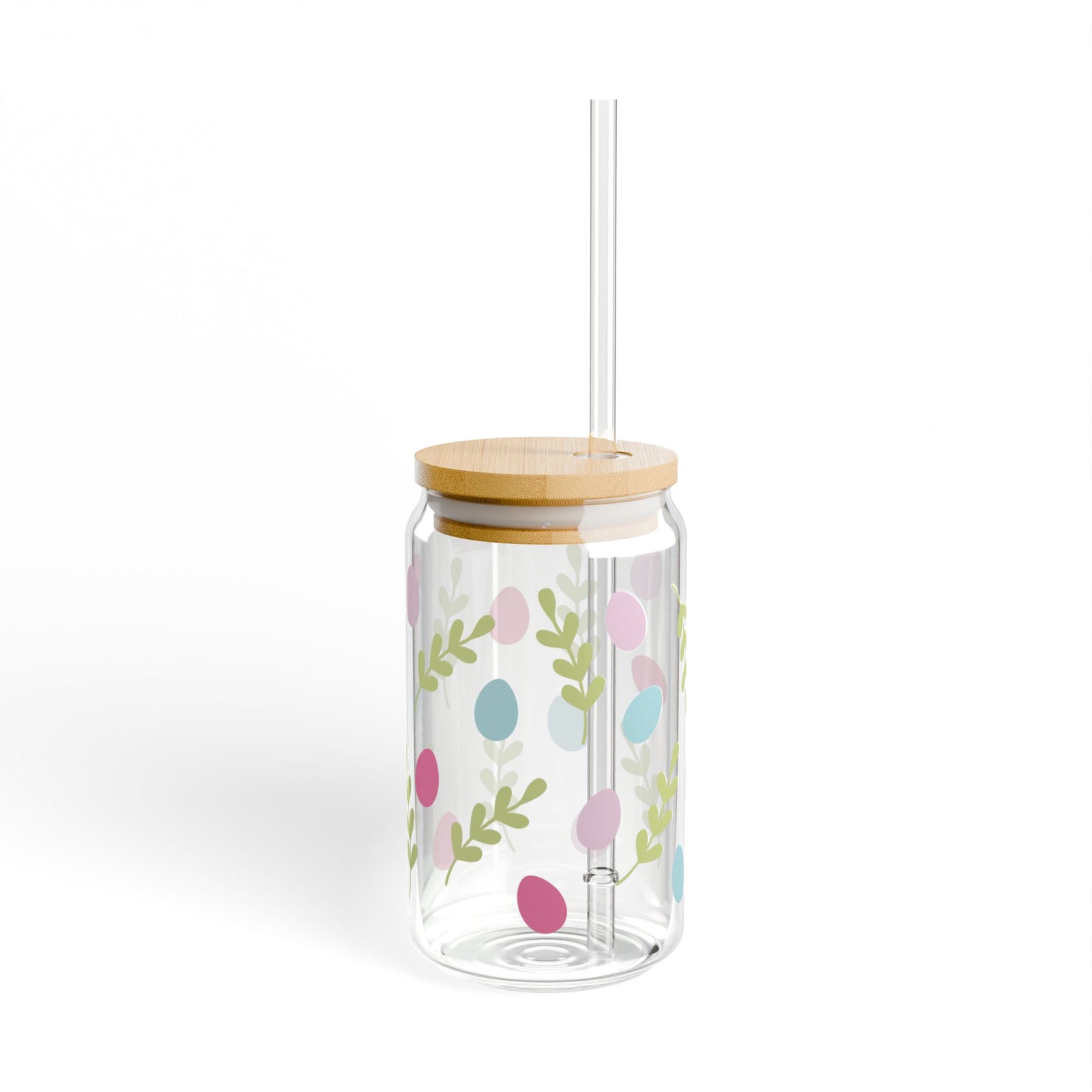 Egg Hunt Tumbler Sipper Glass 16oz — Reusable Drink Jar with Lid & Straw