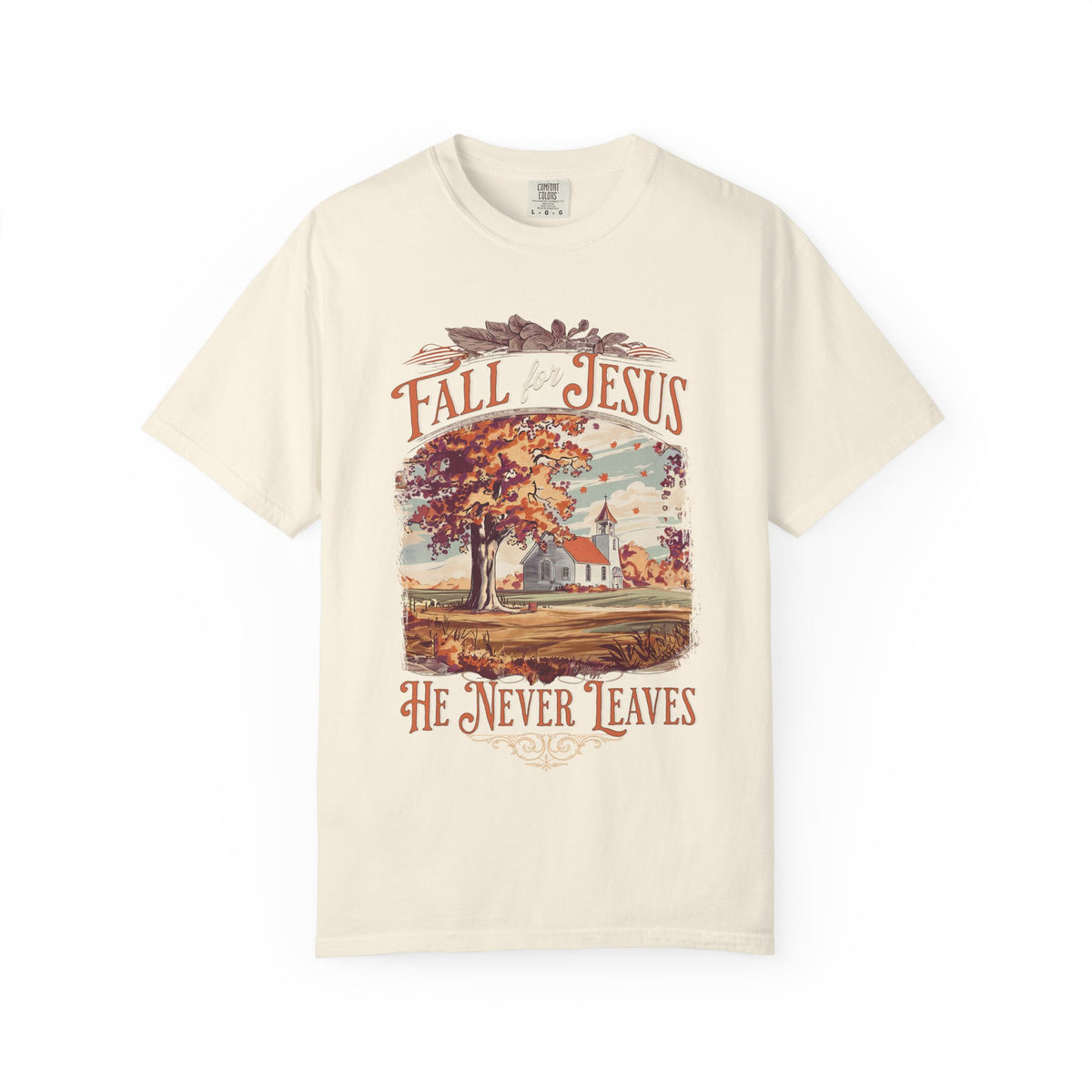 Fall For Jesus He Never Leaves Fall T-Shirt Vintage Church Christian Graphic Tee