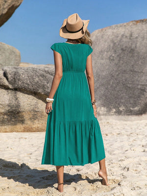 Embroidered Square Neck Cap Sleeve Dress - Sydney So Sweet