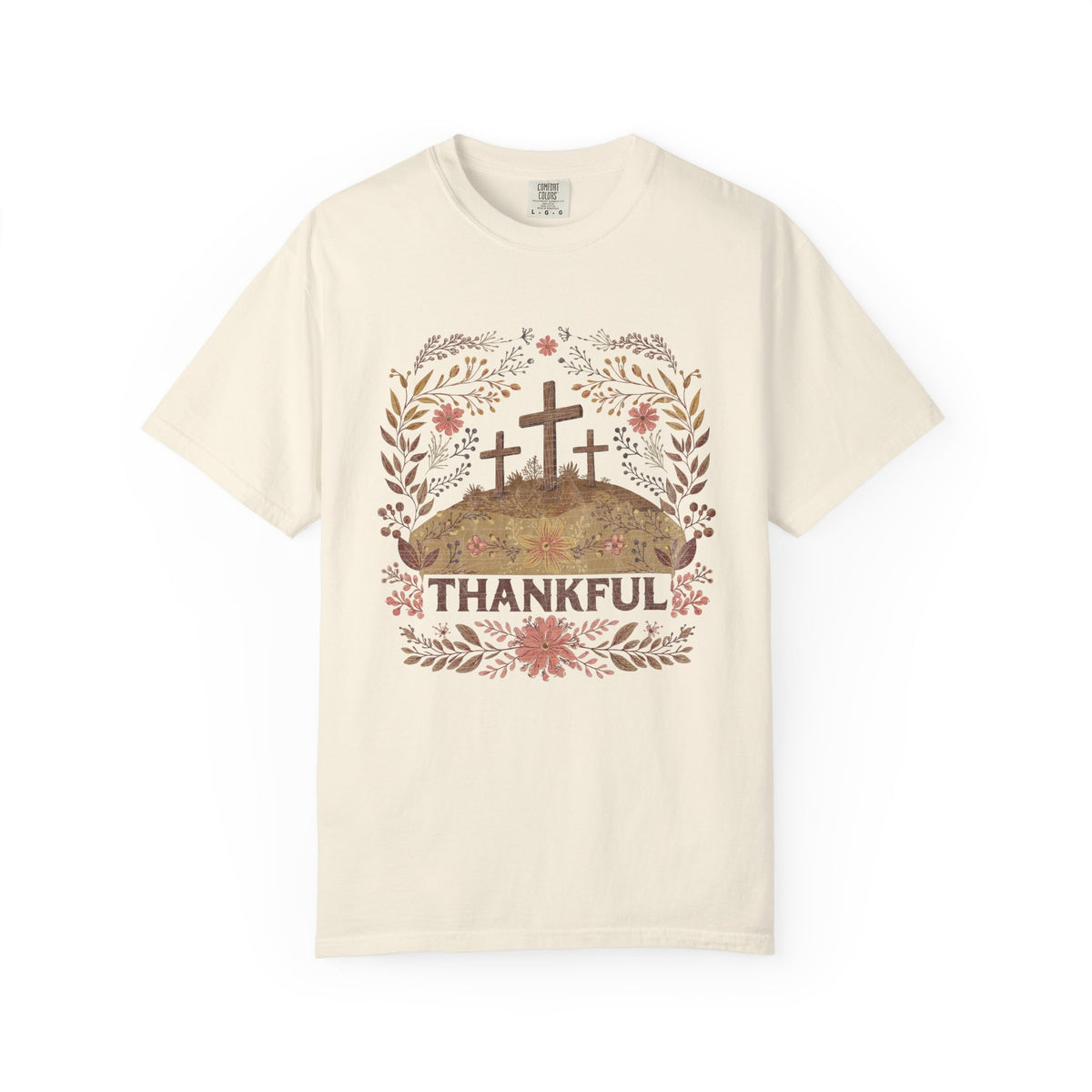 Thankful Cross T-shirt Christian Faith Tee for Thanksgiving & Worship