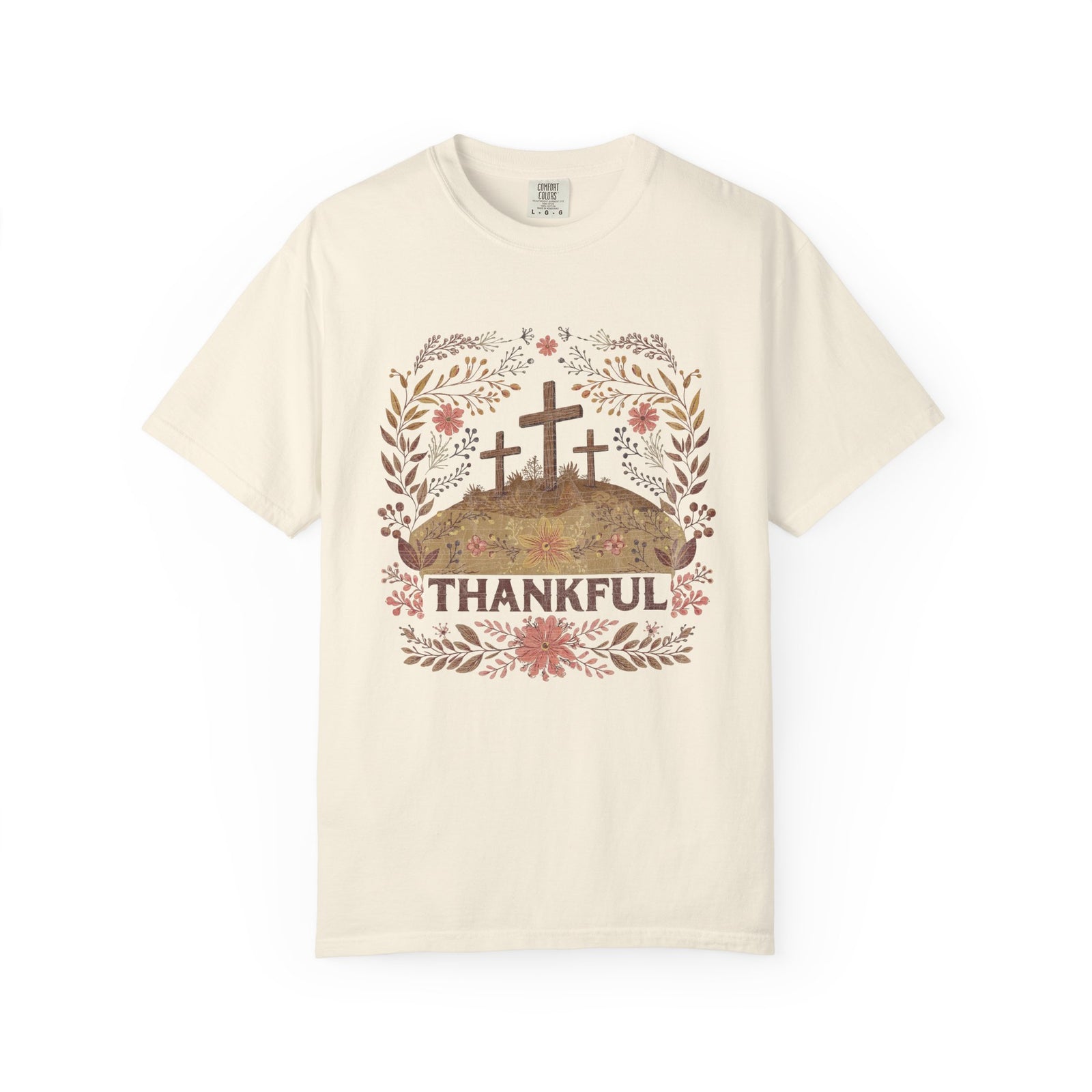 Thankful Cross T-shirt Christian Faith Tee for Thanksgiving & Worship