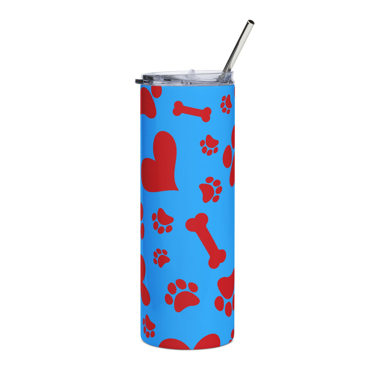 Paw Print Red & Blue 20oz Stainless Tumbler Insulated Travel Cup - Sydney So Sweet