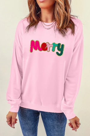 MERRY Round Neck Long Sleeve Sweatshirt - Sydney So Sweet