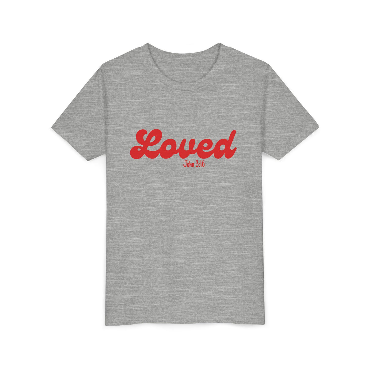 Loved John 3:16 Kids Tee Christian Script Youth T-Shirt