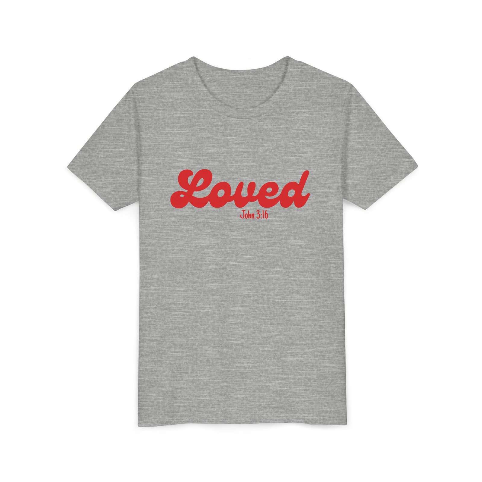 Loved John 3:16 Kids Tee Christian Script Youth T-Shirt