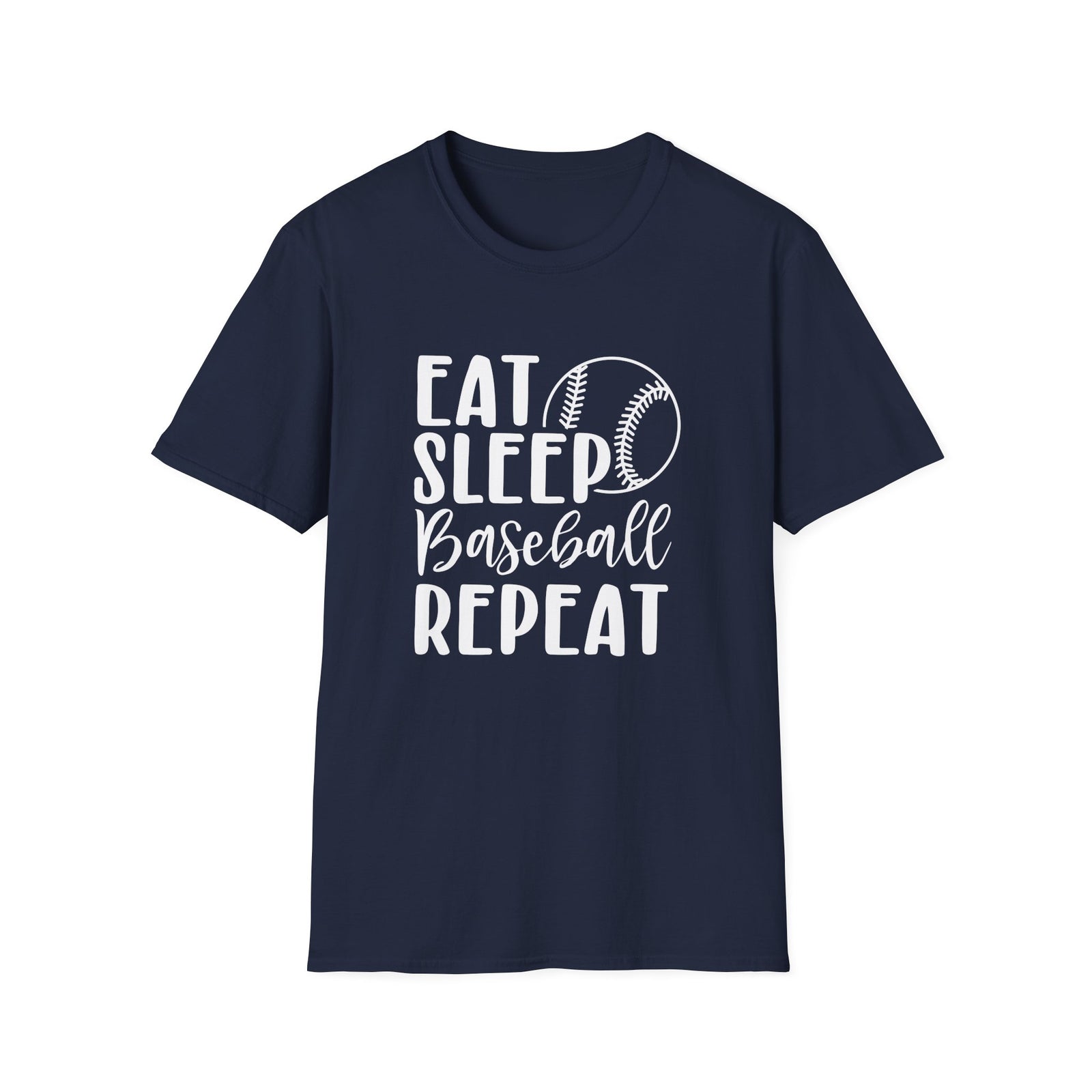 Eat Sleep Baseball Repeat Graphic T-Shirt Cute Sports Mom Tee (12 Team Colors)