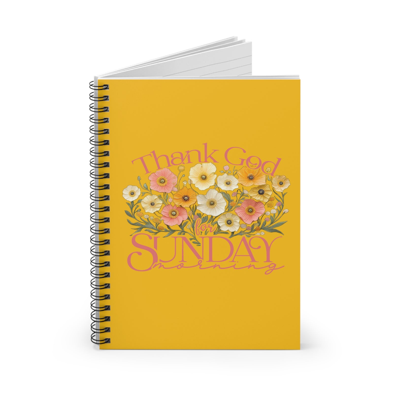 Thank God for Sunday Mornings Floral Spiral Notebook Ruled Journal